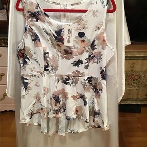 White floral peplum top